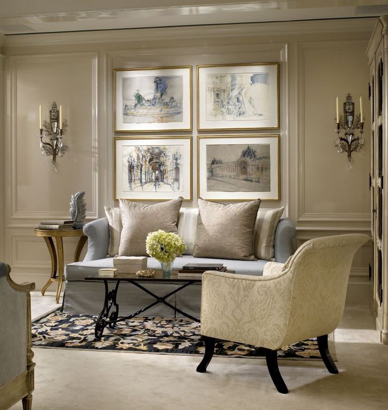 Contemporary Beaux-Arts master bedroom sitting area