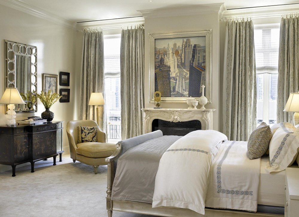 Contemporary Beaux-Arts master bedroom