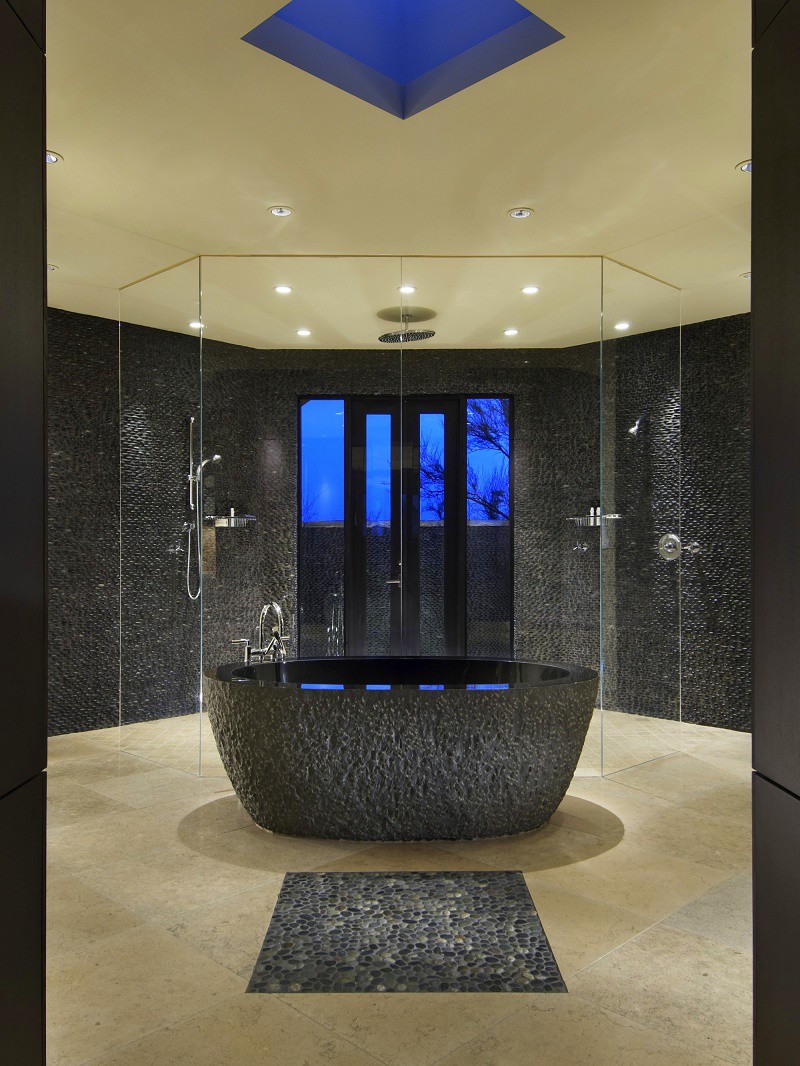 contemporary desert retreat master bath tub