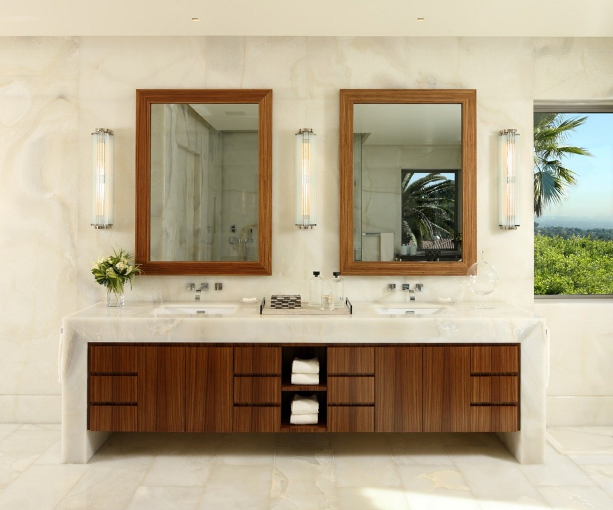 Contemporary hillside luxury estate bathroom vanity