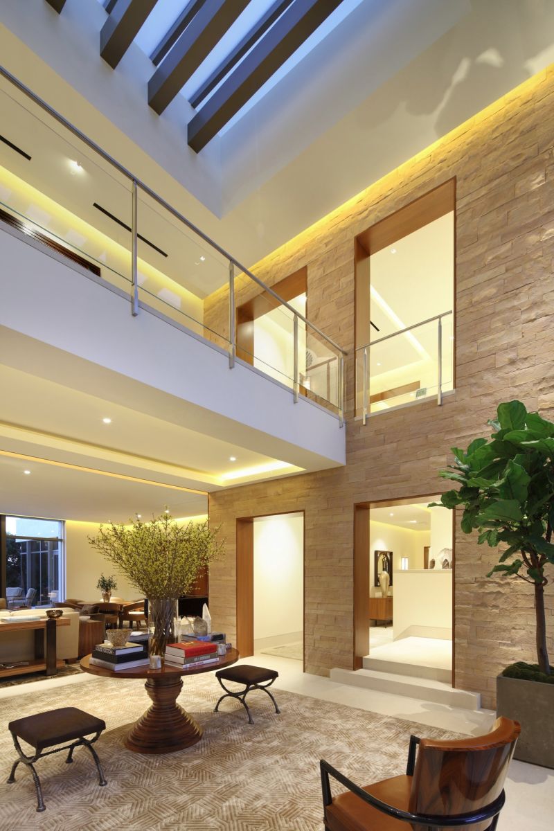 Contemporary hillside luxury estate foyer